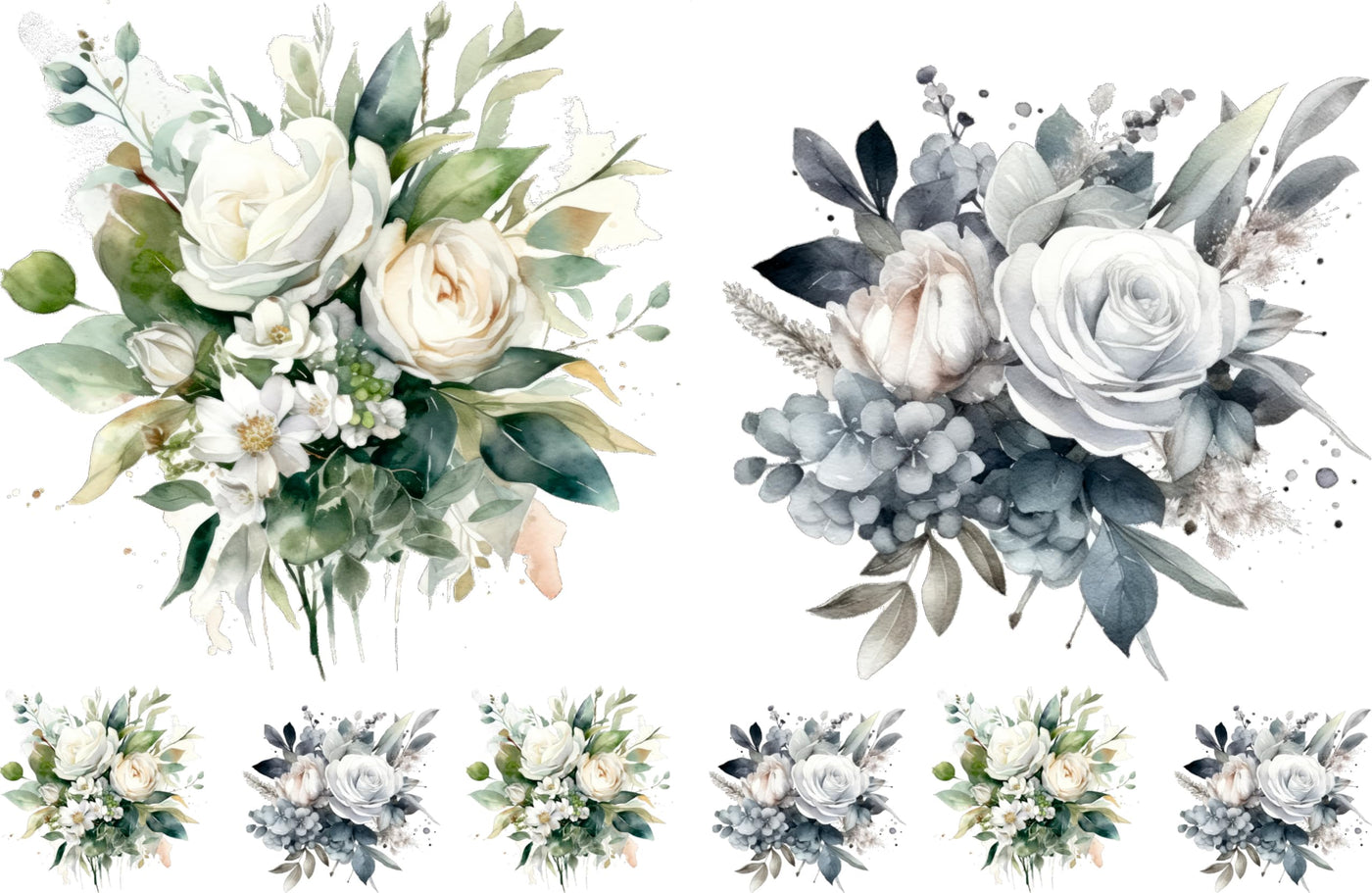 Bouquet Rice Papers - 4 Pages | 32 Pieces | 8 Unique Designs | Versatile Decoupage Designs for Art Projects & Crafting by CRAFT KREATIVELY (Silver)