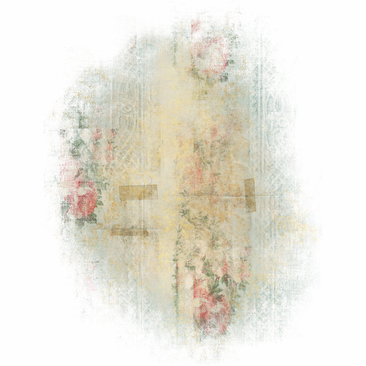 Rose Wallpaper Overlay Rice Paper, 20.32 x 26.67 cm - 6 x Different Printed Mulberry Paper Images 30gsm Visible Fibres for Decoupage Crafts Mixed Media Collage Art