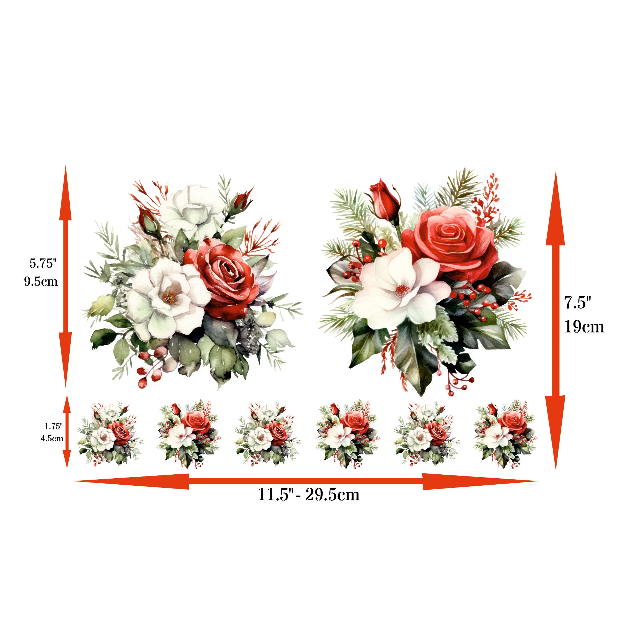 Bouquet Rice Papers - 4 Pages | 32 Pieces | 8 Unique Designs | Versatile Decoupage Designs for Art Projects & Crafting by CRAFT KREATIVELY (Christmas)