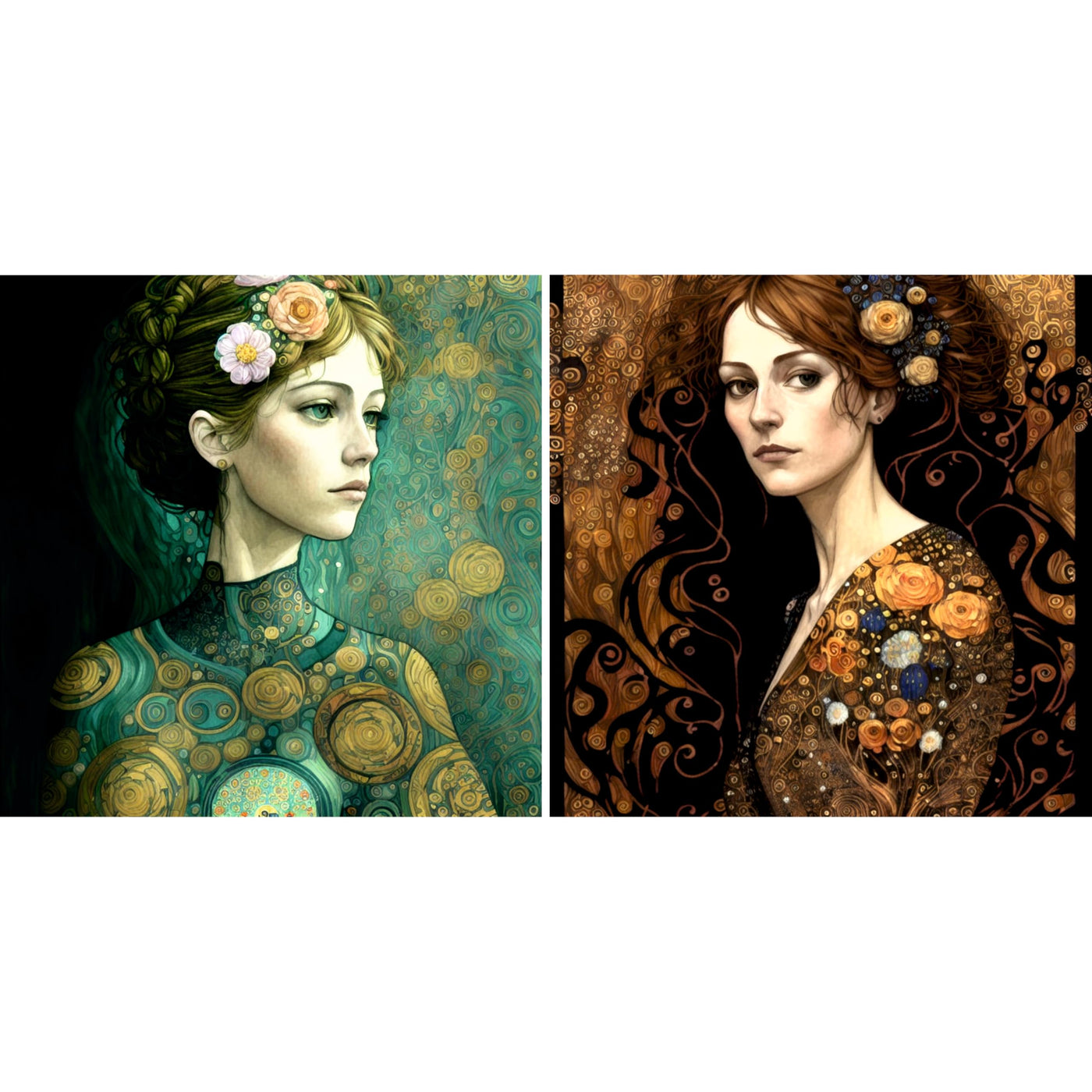 Decoupage Rice Paper (2 pc) - 2 surreal women for Furniture Poster Craft Decoupage by CRAFT KREATIVELY