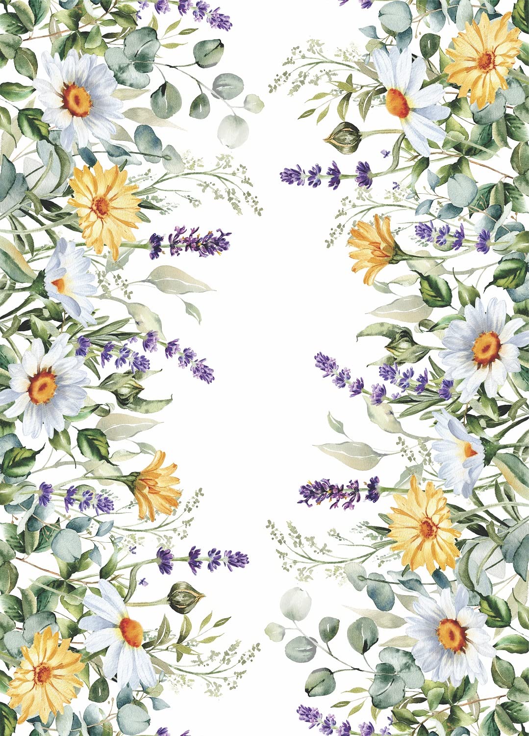 Wildflowers Border Rice Paper, 29.21 x 40.64 cm - 3 sheets Printed Mulberry Paper Border Images 36gsm Visible Fibres for Decoupage Furniture Renovation Crafts