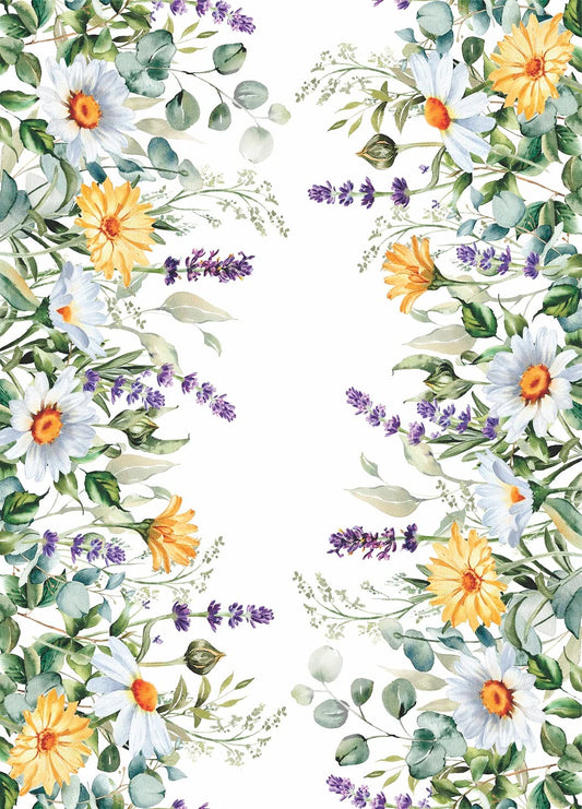 Wildflowers Border Rice Paper, 29.21 x 40.64 cm - 3 sheets Printed Mulberry Paper Border Images 36gsm Visible Fibres for Decoupage Furniture Renovation Crafts