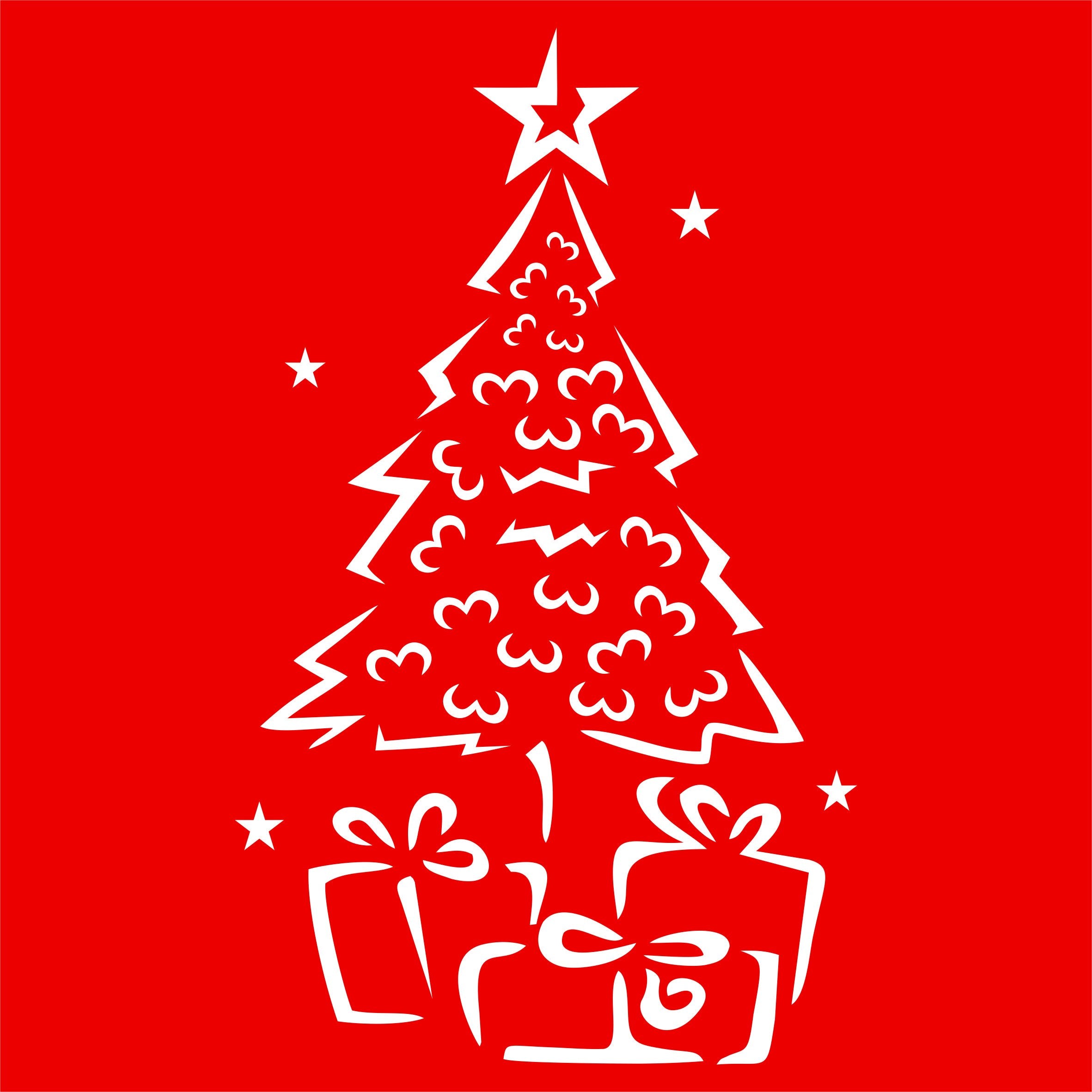 Christmas Tree Stencil - 7.5 x 12.5cm (S) - Reusable Holiday Stencil Template for DIY Cards Decorations Projects.