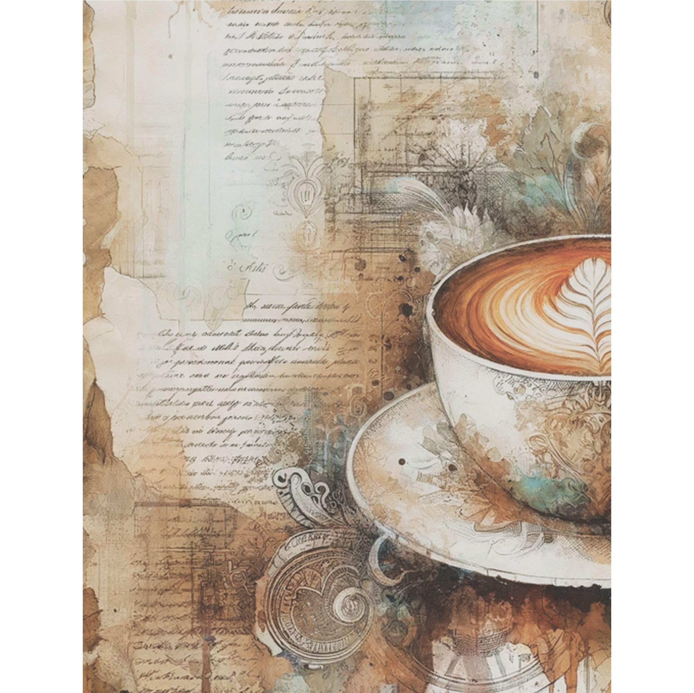 Coffee Shop Rice Paper, 8 x 10.5 inch - for Decoupage Scrapbooking Cards Crafts