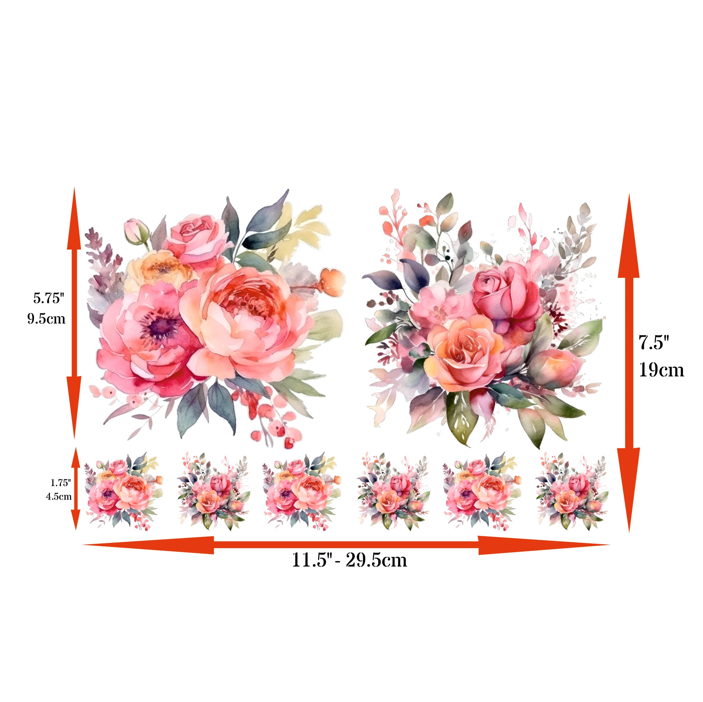 Bouquet Rice Papers - 4 Pages | 32 Pieces | 8 Unique Designs | Versatile Decoupage Designs for Art Projects & Crafting by CRAFT KREATIVELY (Pink)