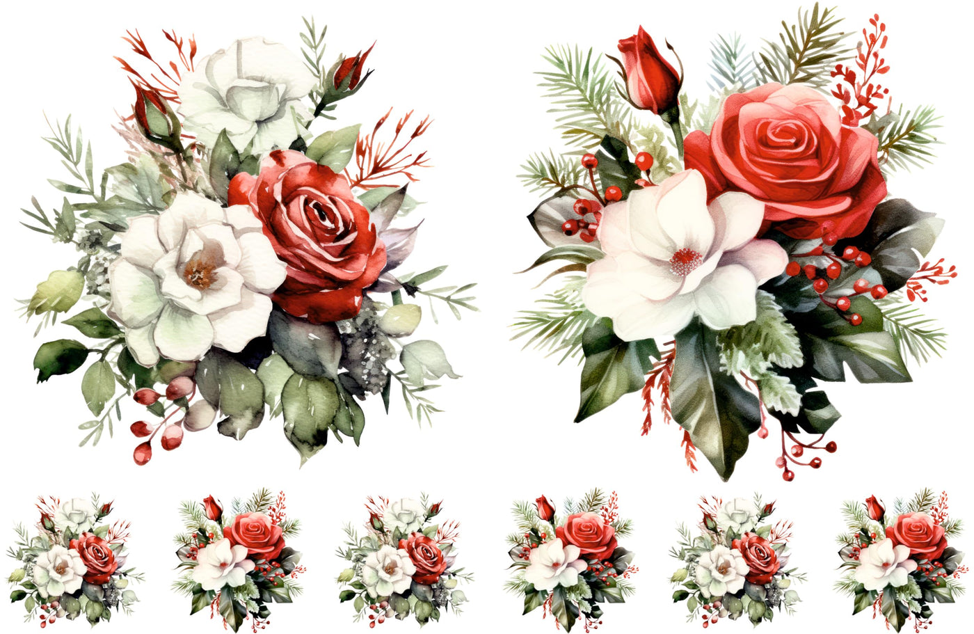 Bouquet Rice Papers - 4 Pages | 32 Pieces | 8 Unique Designs | Versatile Decoupage Designs for Art Projects & Crafting by CRAFT KREATIVELY (Christmas)