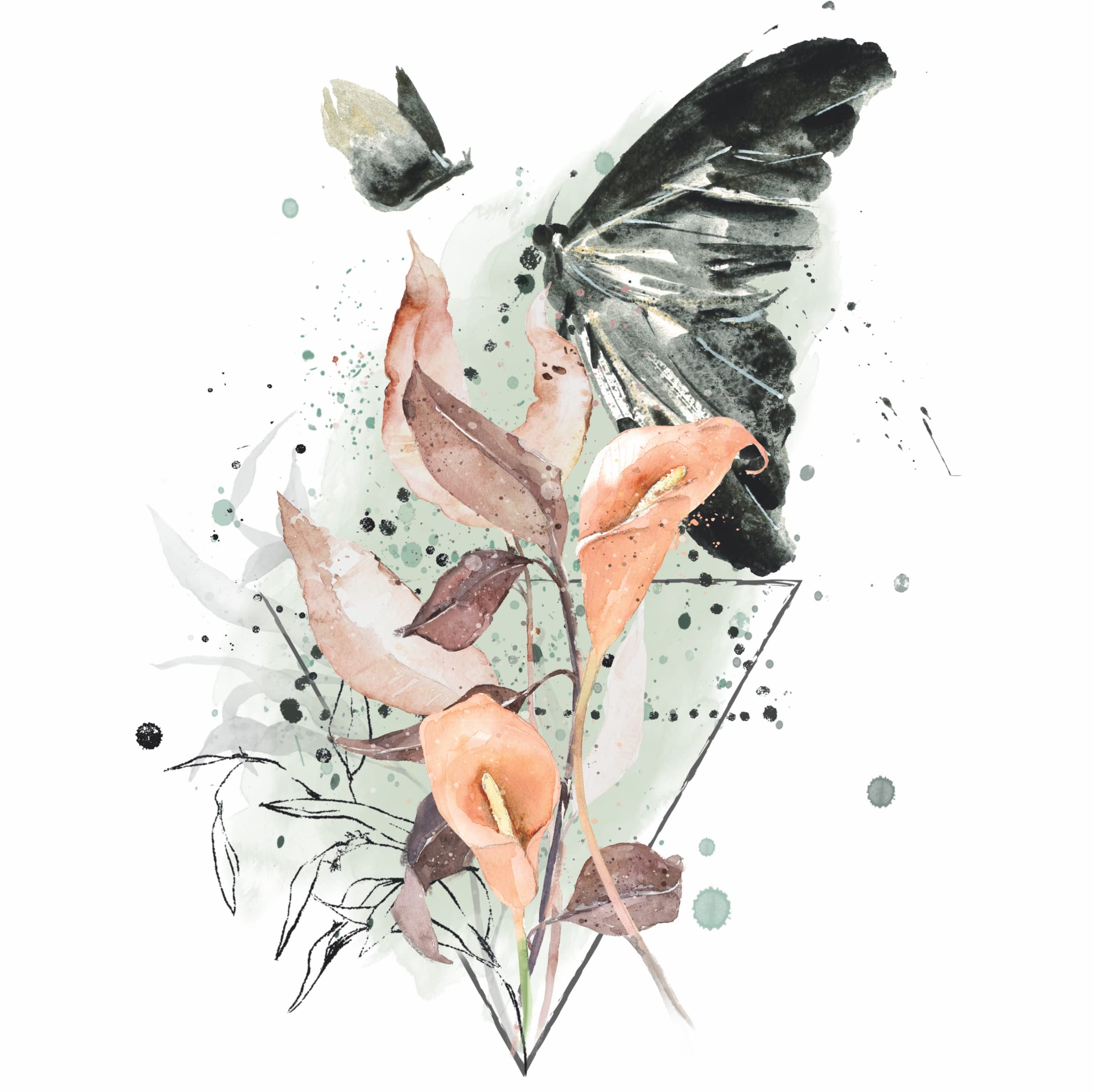 Black Butterfly Overlay Rice Paper, 20.32 x 26.67 cm - 6 x Different Printed Mulberry Paper Images 30gsm Visible Fibres for Decoupage Crafts Mixed Media Collage Art