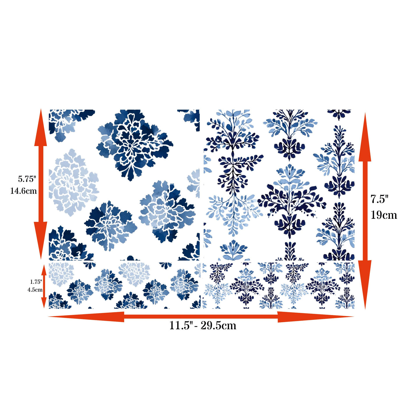 Blue Damask Decoupage Rice Papers, 8 x 11.5 inch (A4) - 4 Sheets | 16 Pieces | 8 Unique Designs | Versatile Christmas Designs for Art Projects & Crafting by CRAFT KREATIVELY
