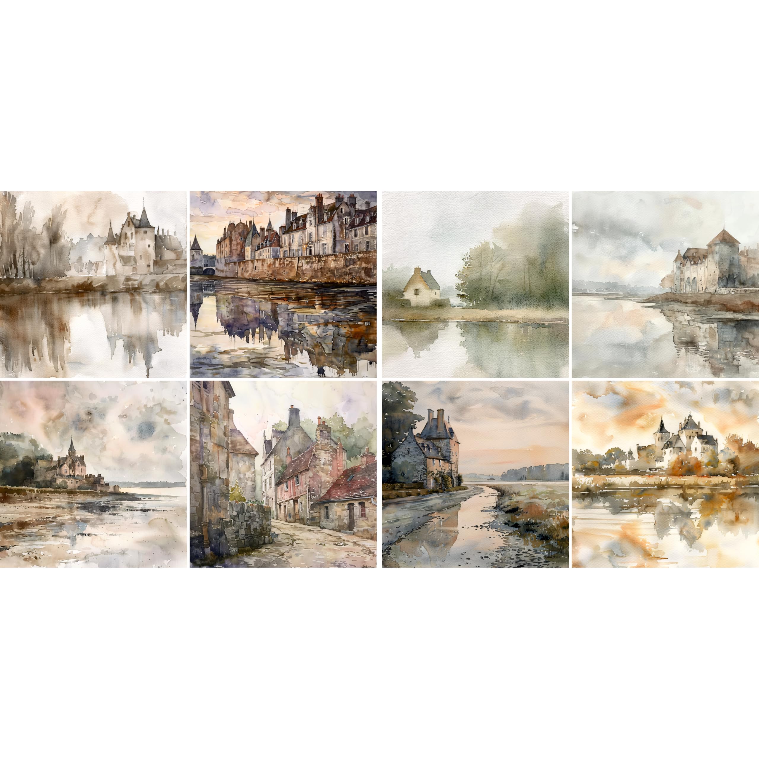 Decoupage Rice Paper (2 pc) - 8x Decoupage Watercolour Designs for Collage, Card Making & Crafts, Decoupage by CRAFT KREATIVELY