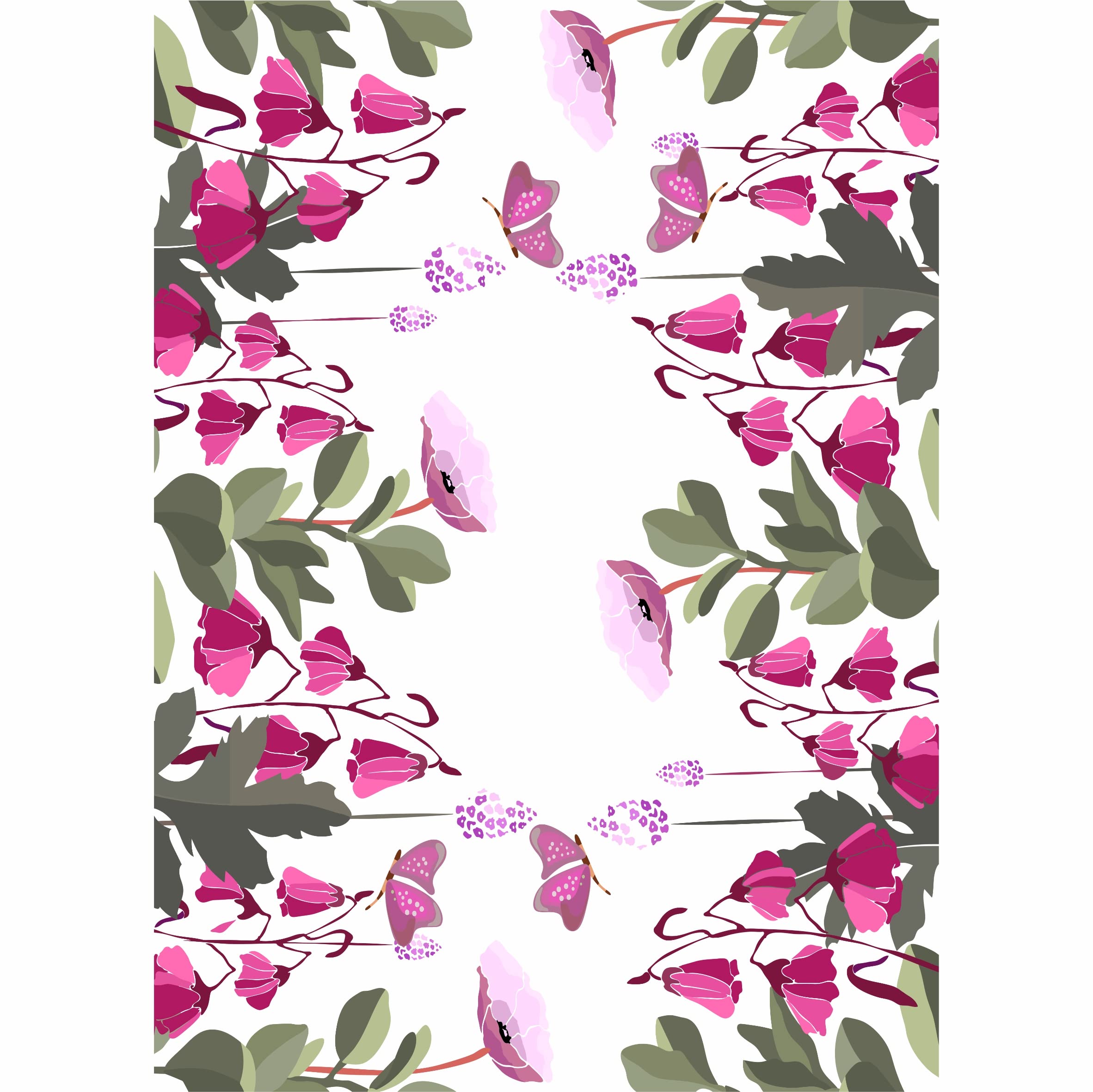 Cerise Border Rice Paper, 29.21 x 40.64 cm - 3 sheets Printed Mulberry Paper Border Images 36gsm Visible Fibres to Decoupage Furniture Renovation Crafts