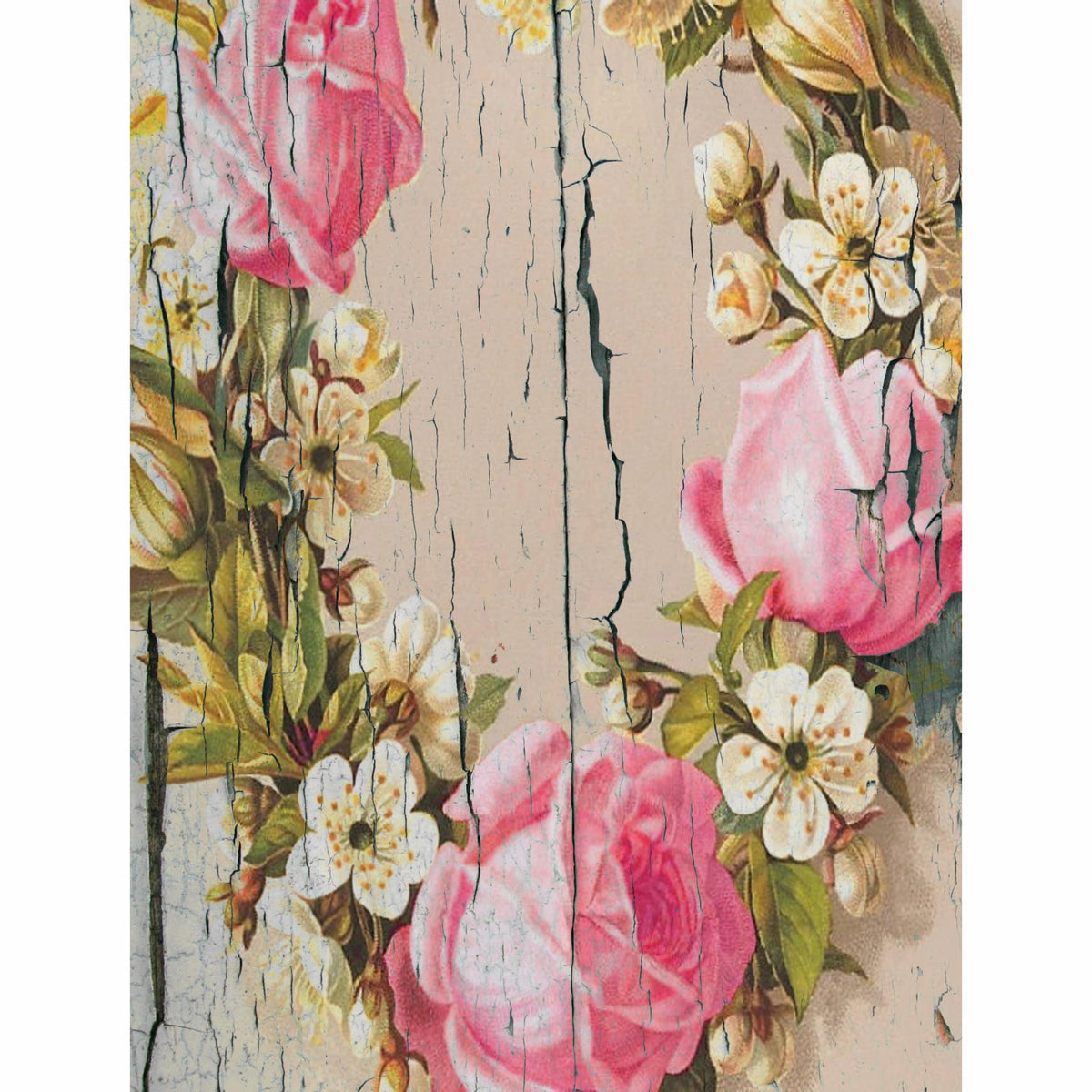 Floral Wood Theme Mulberry Rice Paper, 20.32 x 26.67 cm - 6 Unique Printed Mulberry Paper Images 30gsm Visible Fibres for Decoupage Crafts Mixed Media Collage Art