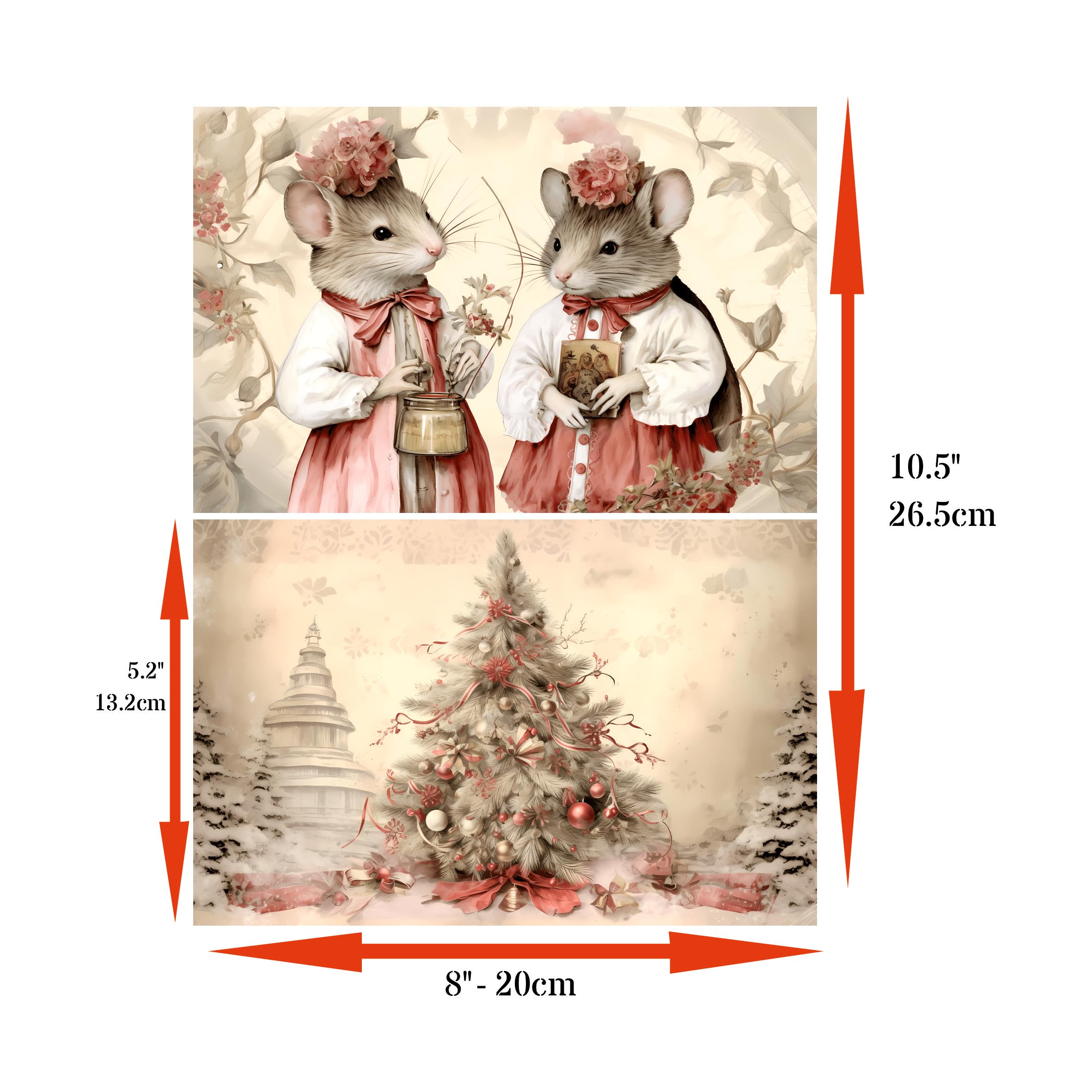 Christmas Pastel Decoupage Rice Papers, 21 x 26.5cm - 6 Sheets | 6 Unique Designs | Versatile Christmas Designs for Art Projects & Crafting by CRAFT KREATIVELY