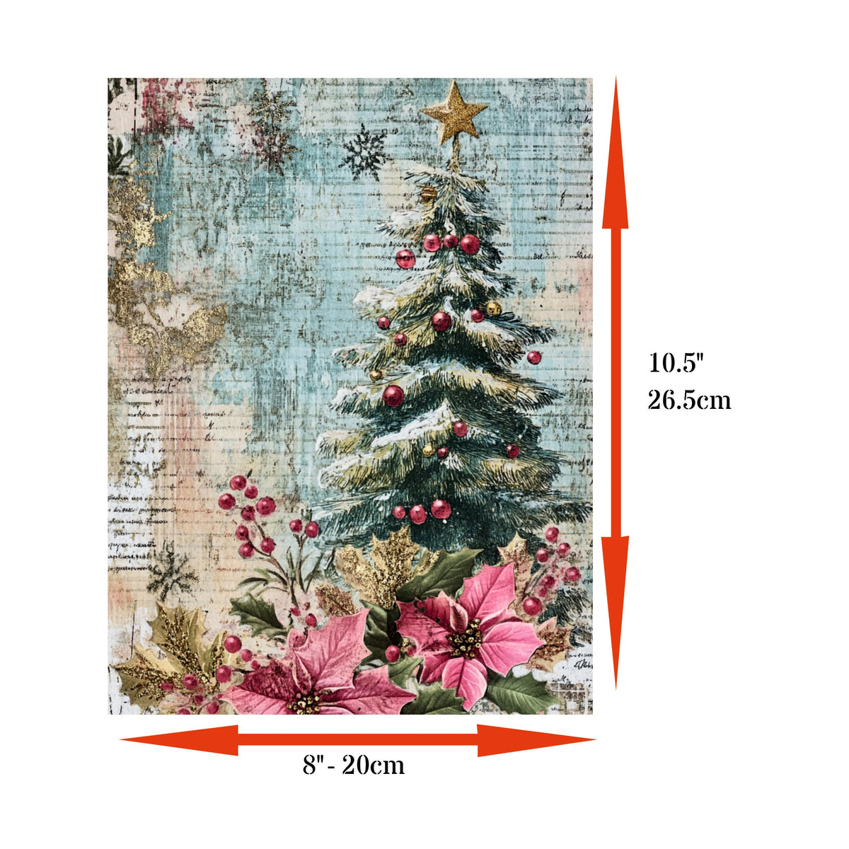 Vintage Pink Christmas Decoupage Rice Papers, 21 x 26.5cm - 6 Sheets | 6 Unique Designs | Versatile Christmas Designs for Art Projects & Crafting by CRAFT KREATIVELY