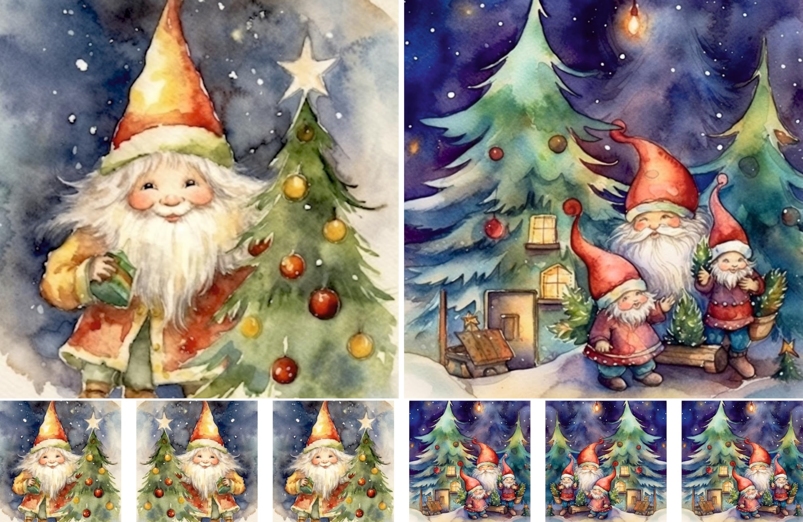 Christmas Gnomes Decoupage Rice Papers, 21 x 29cm - 4 Sheets | 32 Pieces | 8 Unique Designs | Versatile Designs for Art Projects & Crafting by CRAFT KREATIVELY