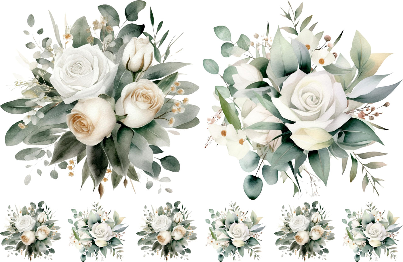 Bouquet Rice Papers - 4 Pages | 32 Pieces | 8 Unique Designs | Versatile Decoupage Designs for Art Projects & Crafting by CRAFT KREATIVELY (White)