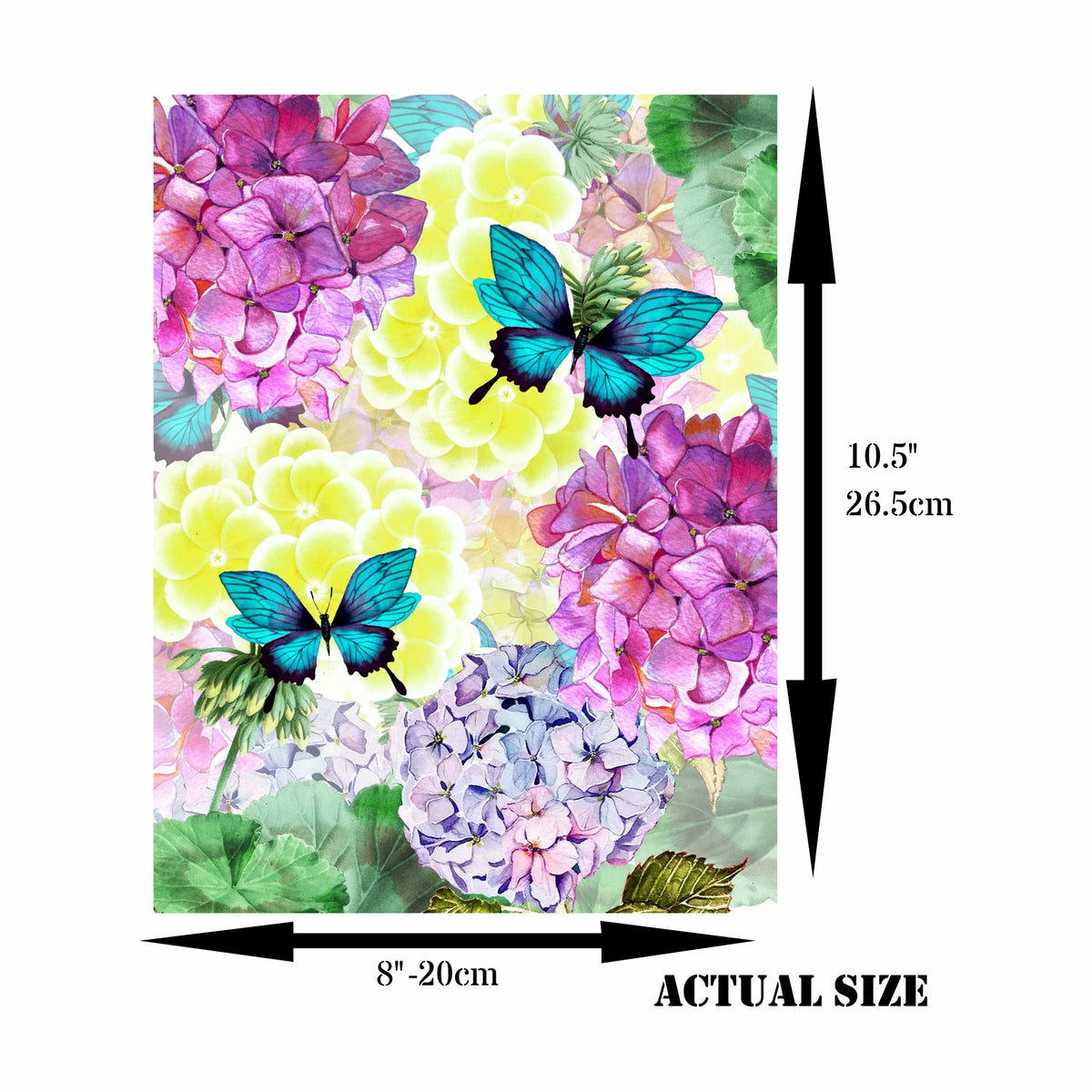 Aqua Butterfly Mulberry Rice Paper, 20.5 x 26.5cm - 6 x Different Printed Mulberry Paper Images 30gsm Visible Fibres for Decoupage Crafts Mixed Media Collage Art
