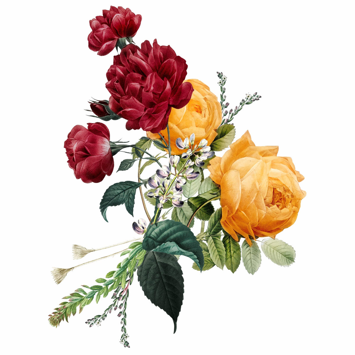 Yellow Rose Bouquet Rice Paper, 20.32 x 26.67 cm - 6x 1 Bouquet Design Printed in 2 Different Sizes on 30gsm Mulberry Paper Visible Fibres for Decoupage Crafts Mixed Media Collage Art