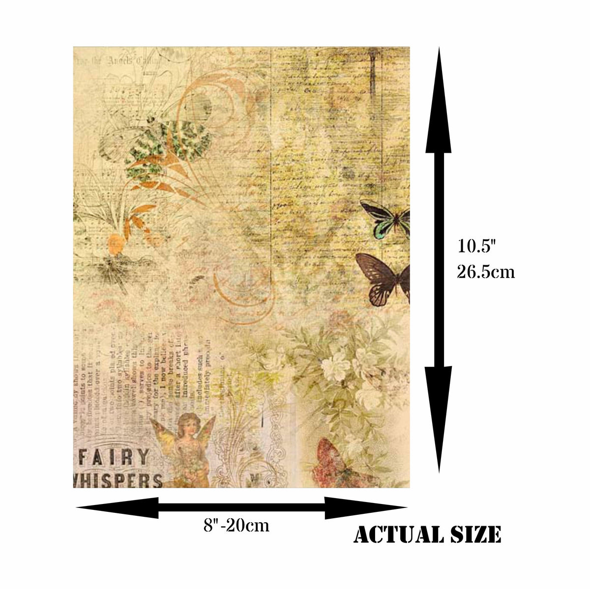 Mixed Overlay Rice Paper, 20.32 x 26.67 cm - 6 x Different Printed Mulberry Paper Images 30gsm Visible Fibres for Decoupage Crafts Mixed Media Collage Art