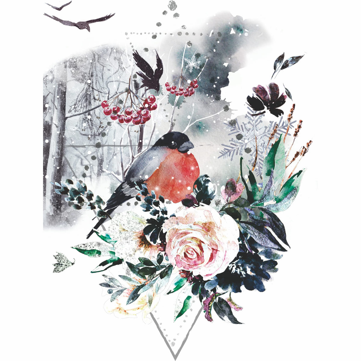 Winter Overlay Rice Paper, 20.32 x 26.67 cm - 6 x Different Printed Mulberry Paper Images 30gsm Visible Fibres for Decoupage Crafts Mixed Media Collage Art
