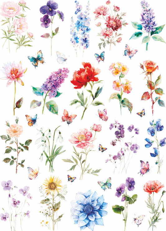 Watercolour Flowers Rice Papers, 29 x 40.3cm – Decoupage Paper Design for Collage, Mixed Media, Card Making & Crafts, Decoupage by CRAFT KREATIVELY
