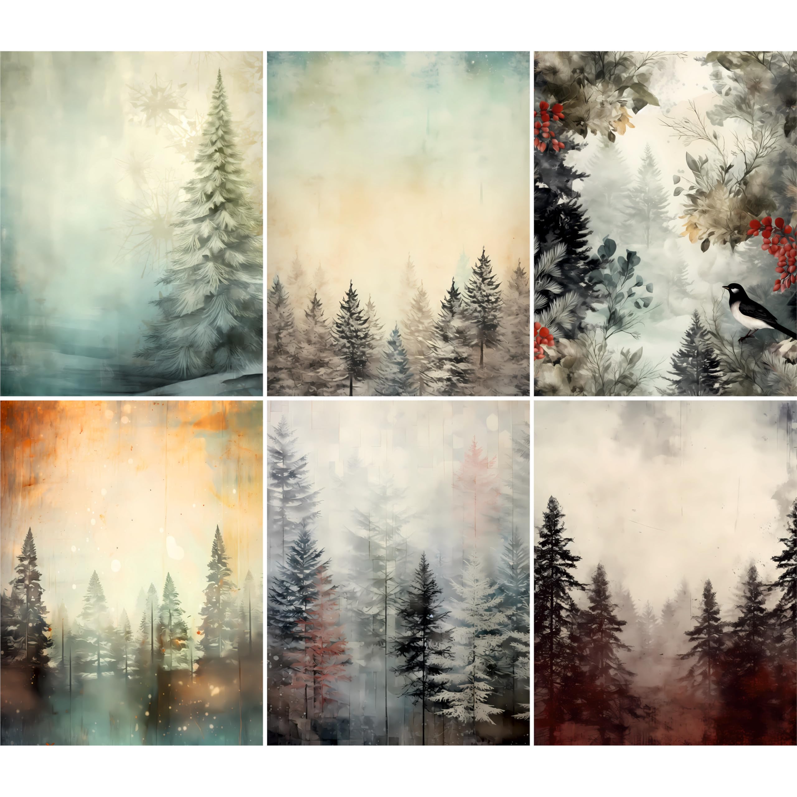 Decoupage Rice Papers - 6 Pieces | 6 Unique Designs | Versatile Decoupage Designs for Art Projects & Crafting by CRAFT KREATIVELY (Winter)
