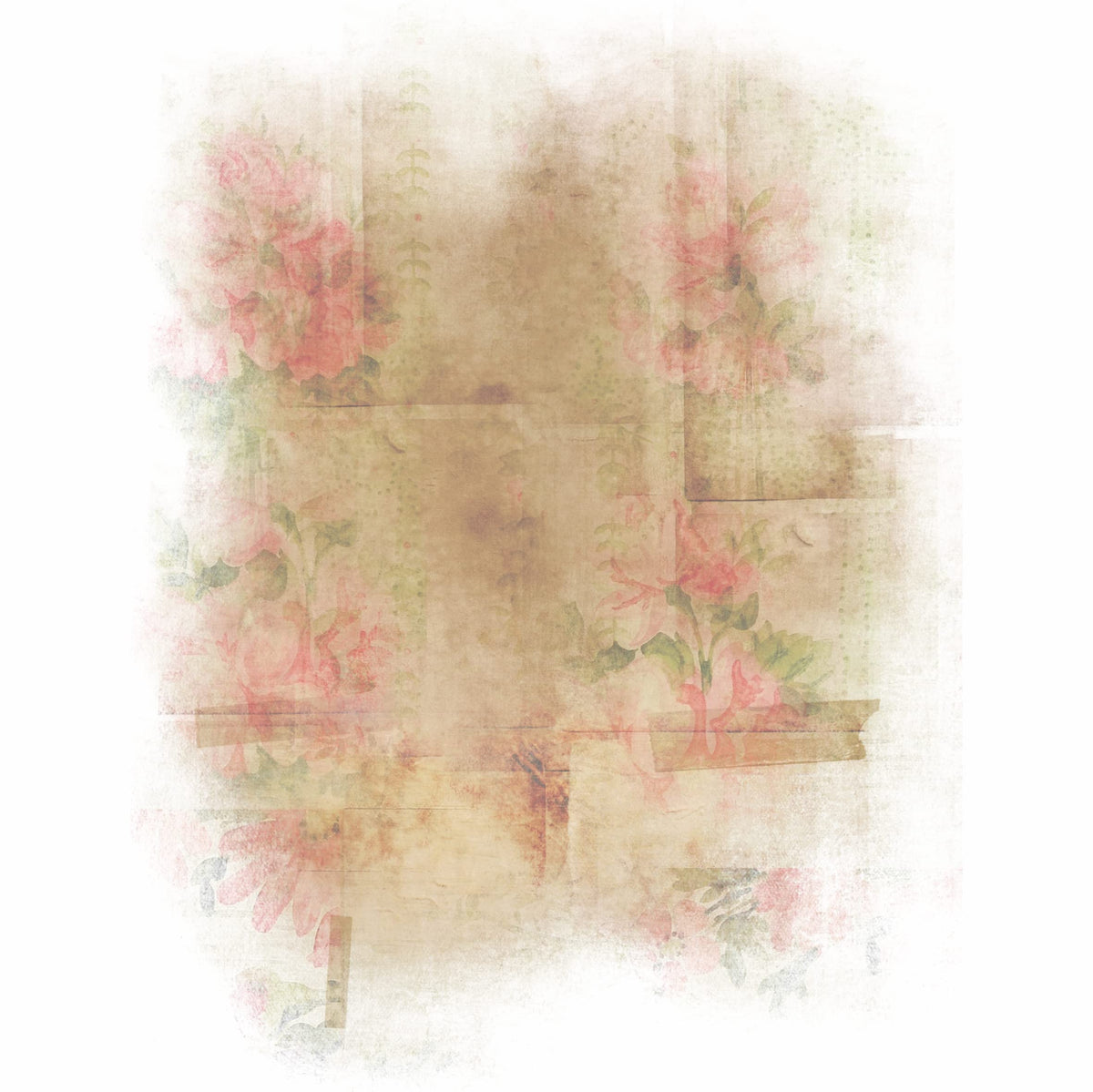 Rose Wallpaper Overlay Rice Paper, 20.32 x 26.67 cm - 6 x Different Printed Mulberry Paper Images 30gsm Visible Fibres for Decoupage Crafts Mixed Media Collage Art