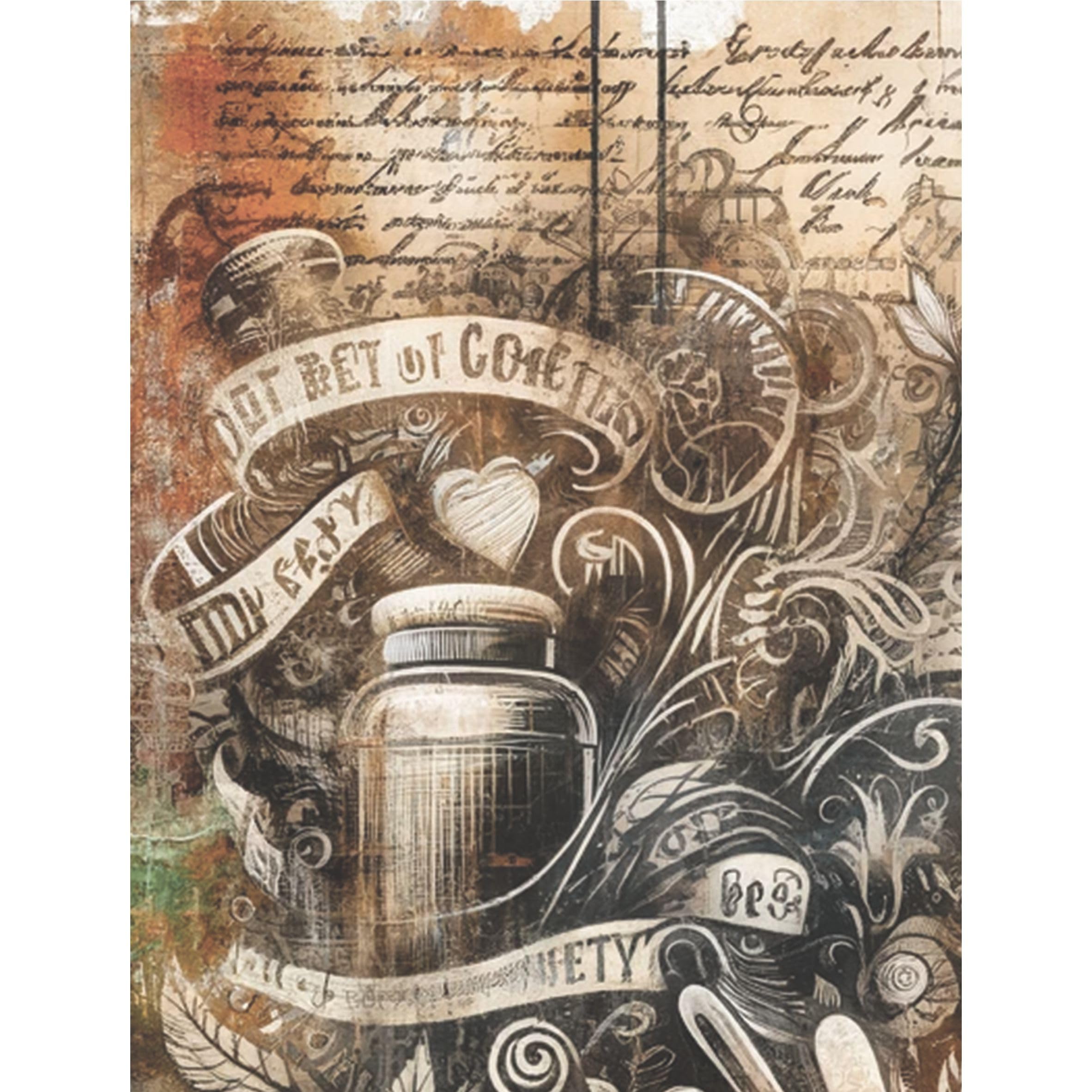Coffee Shop Rice Paper, 8 x 10.5 inch - for Decoupage Scrapbooking Cards Crafts