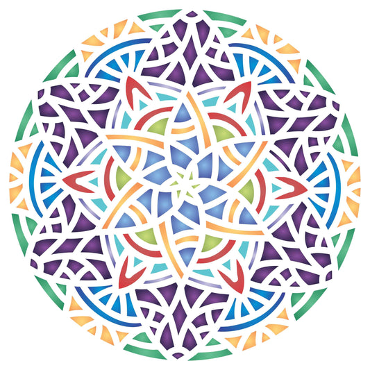 Arabic Mandala Stencil, 35.56 x 35.56 cm (L) - Islamic Mosaic Arabic Geometric Design Stencils Template for Painting
