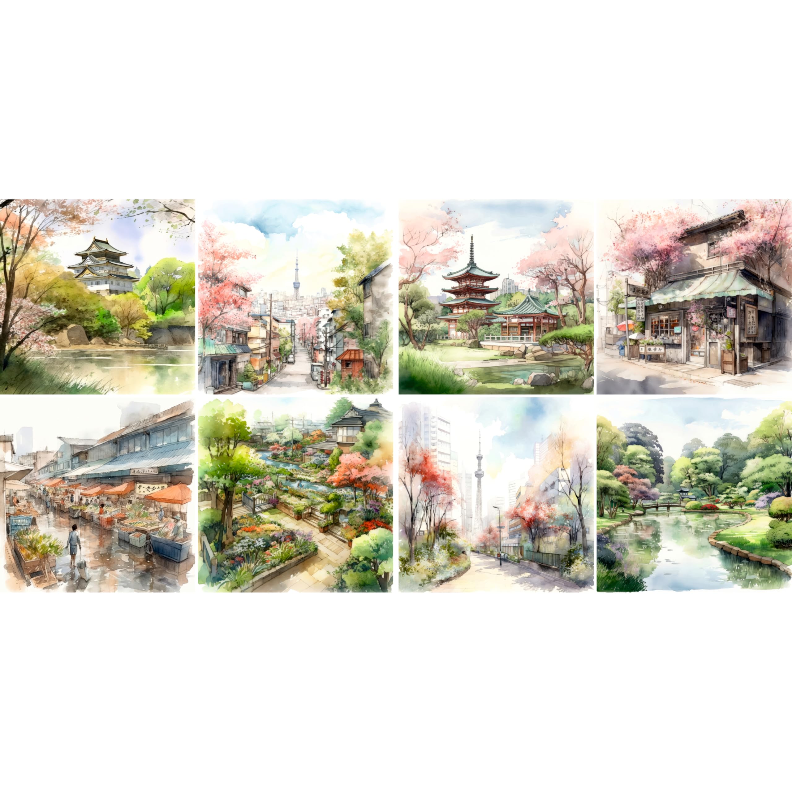 Decoupage Rice Paper (2 pc) - 8x Decoupage Watercolour Designs for Collage, Card Making & Crafts, Decoupage by CRAFT KREATIVELY