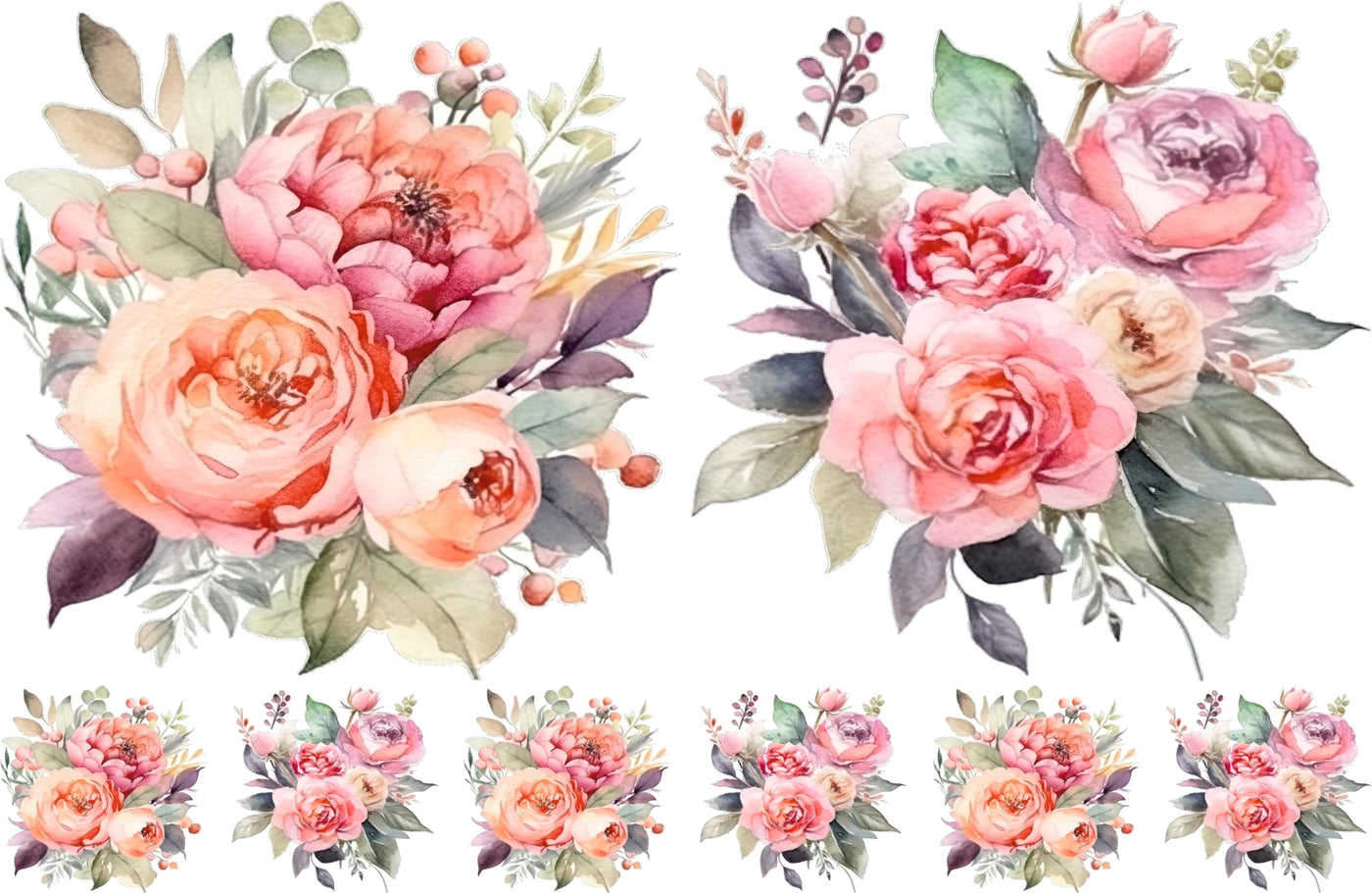Bouquet Rice Papers - 4 Pages | 32 Pieces | 8 Unique Designs | Versatile Decoupage Designs for Art Projects & Crafting by CRAFT KREATIVELY (Pink)