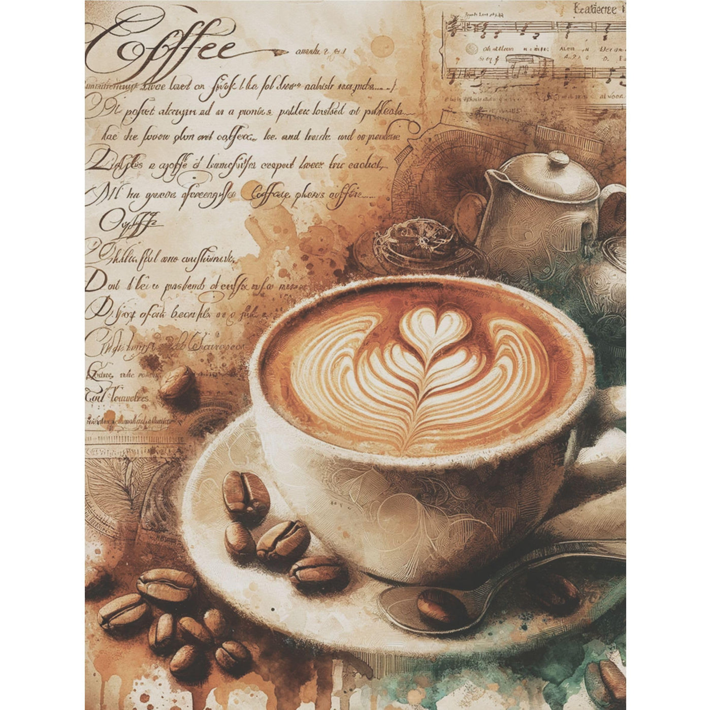 Coffee Shop Rice Paper, 8 x 10.5 inch - for Decoupage Scrapbooking Cards Crafts