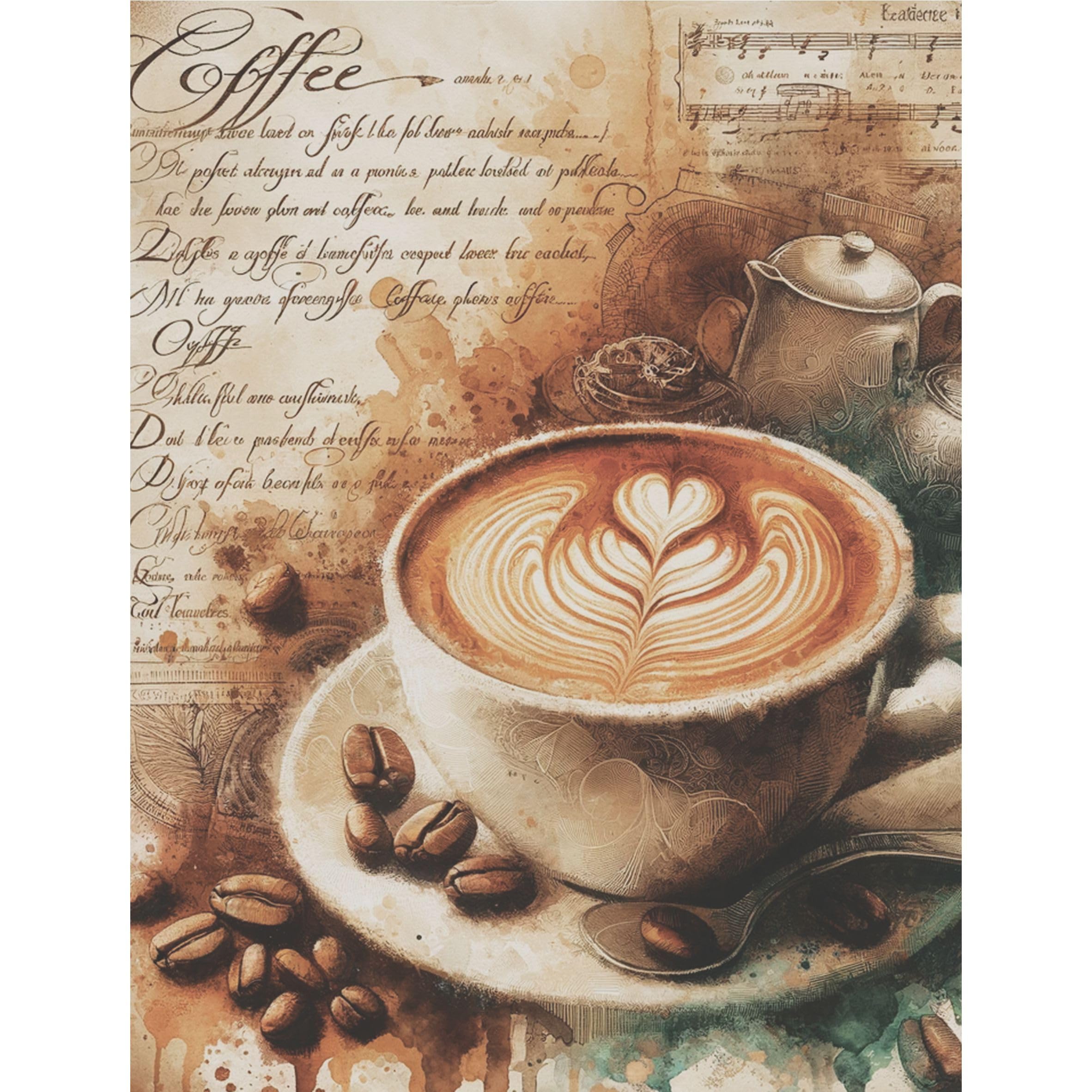Coffee Shop Rice Paper, 8 x 10.5 inch - for Decoupage Scrapbooking Cards Crafts
