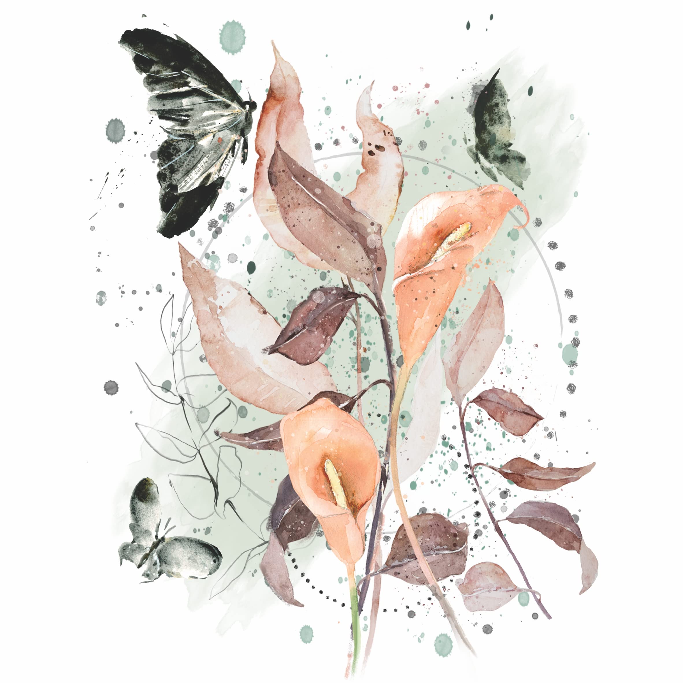 Black Butterfly Overlay Rice Paper, 20.32 x 26.67 cm - 6 x Different Printed Mulberry Paper Images 30gsm Visible Fibres for Decoupage Crafts Mixed Media Collage Art