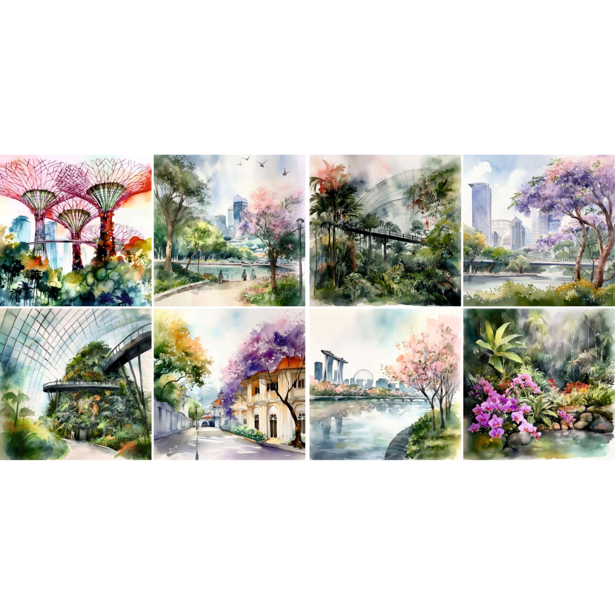 Decoupage Rice Paper (2 pc) - 8x Decoupage Watercolour Designs for Collage, Card Making & Crafts, Decoupage by CRAFT KREATIVELY