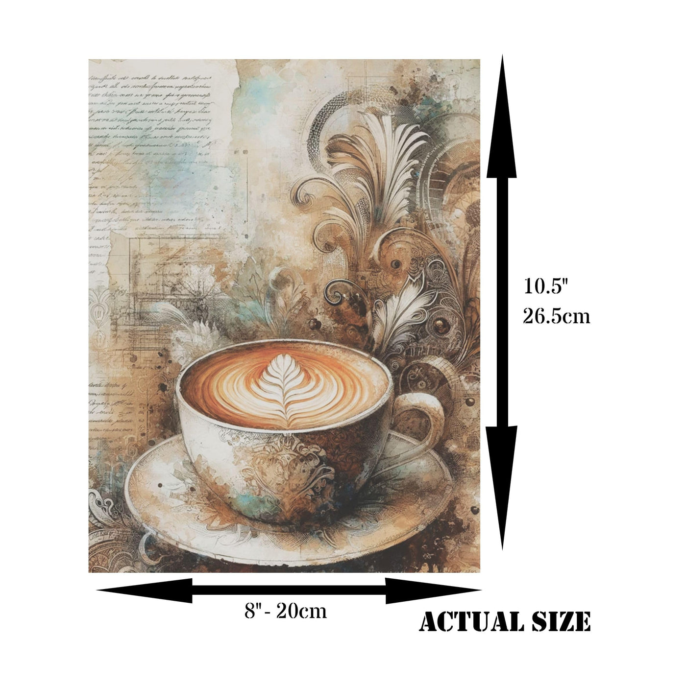 Coffee Shop Rice Paper, 8 x 10.5 inch - for Decoupage Scrapbooking Cards Crafts