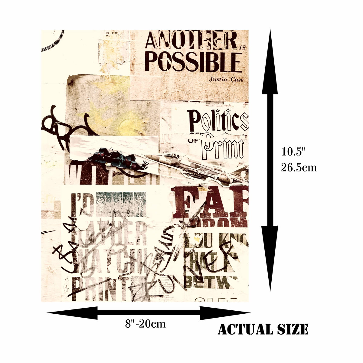 Street Art Theme Mulberry Rice Paper, 20.5 x 26.5cm - 6 x Different Printed Mulberry Paper Images 30gsm Visible Fibres for Decoupage Crafts Mixed Media Collage Art