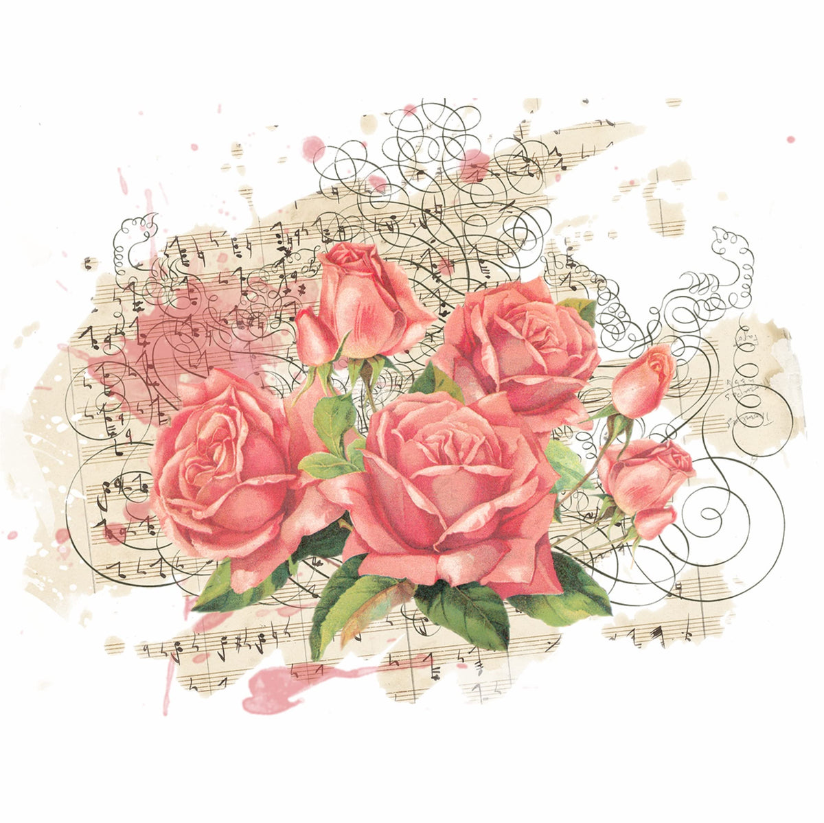 Roses Birds Overlay Rice Paper, 20.32 x 26.67 cm - 6 x Different Printed Mulberry Paper Images 30gsm Visible Fibres for Decoupage Crafts Mixed Media Collage Art