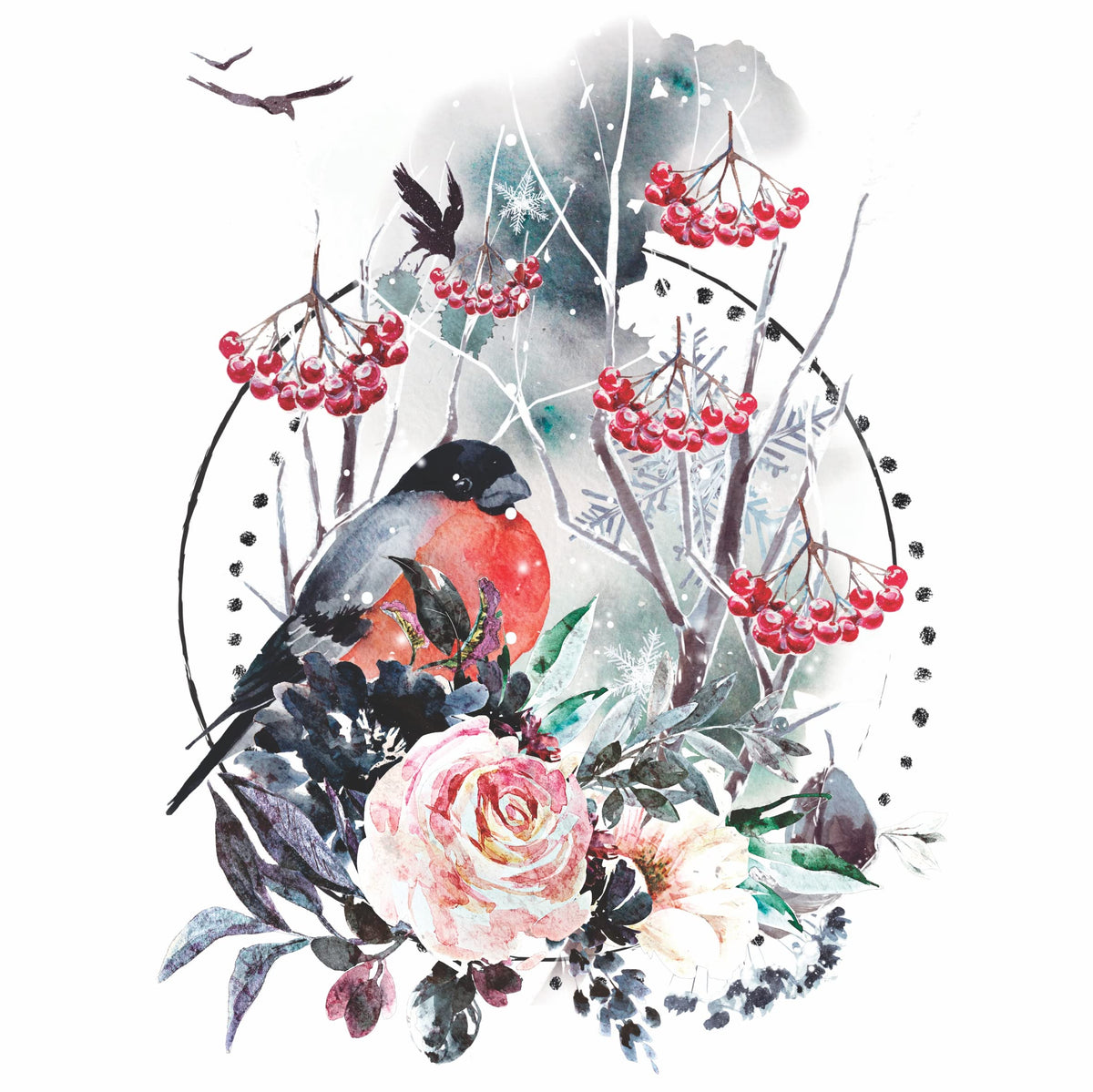 Winter Overlay Rice Paper, 20.32 x 26.67 cm - 6 x Different Printed Mulberry Paper Images 30gsm Visible Fibres for Decoupage Crafts Mixed Media Collage Art