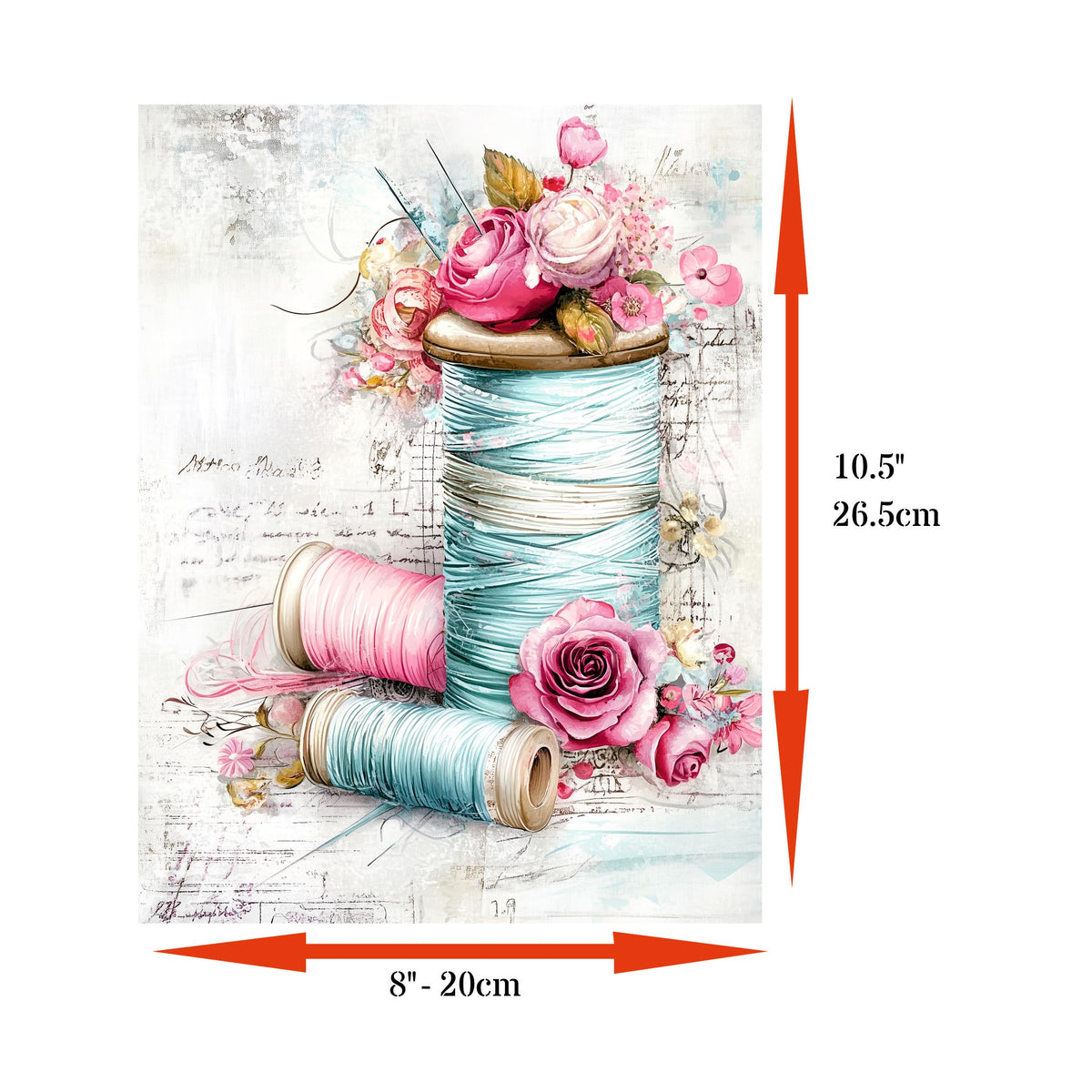 Sewing Rice Papers – Decoupage Paper Design for Furniture, Mixed Media, Cards & Crafts, Decoupage by CRAFT KREATIVELY