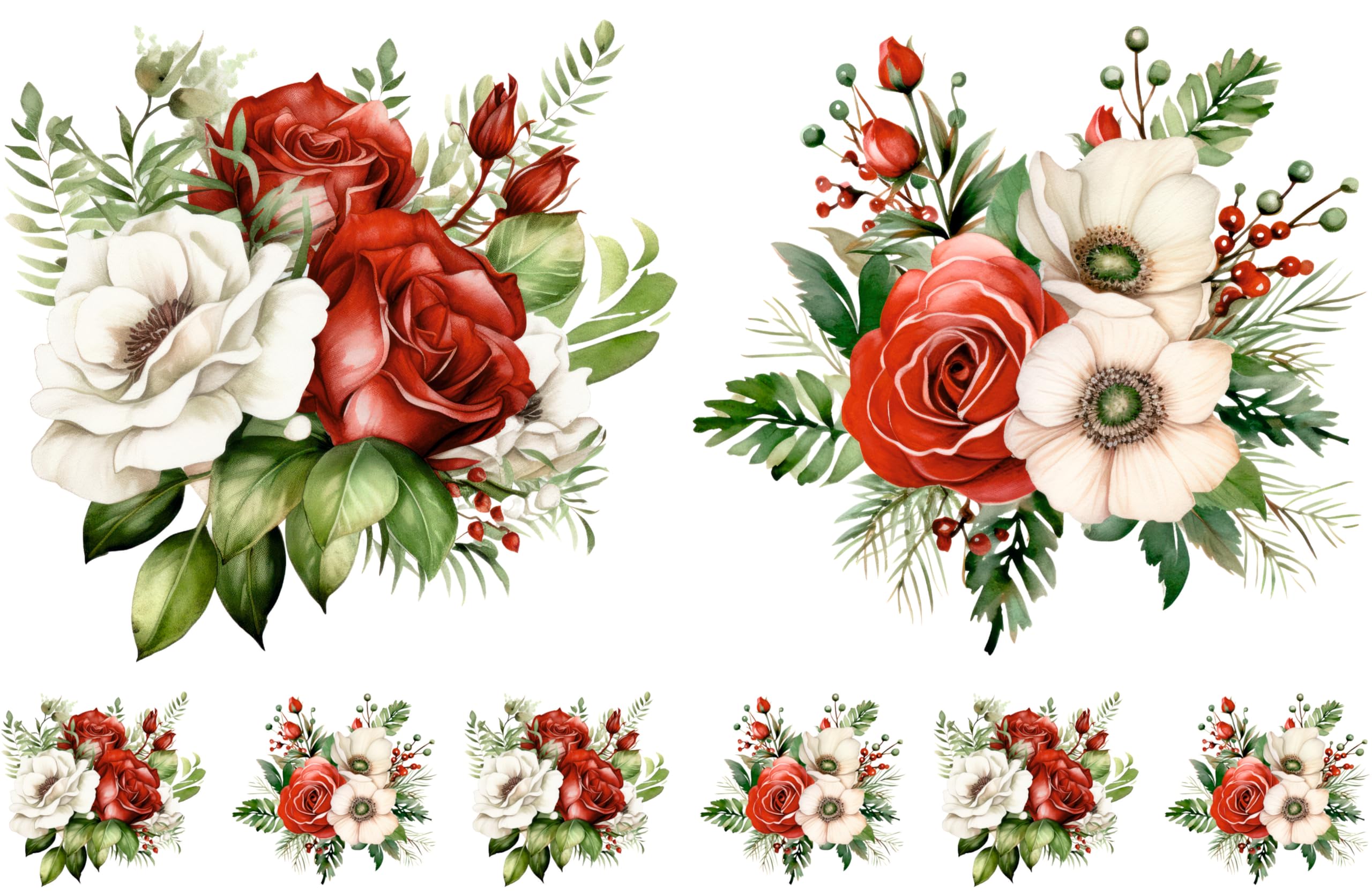 Bouquet Rice Papers - 4 Pages | 32 Pieces | 8 Unique Designs | Versatile Decoupage Designs for Art Projects & Crafting by CRAFT KREATIVELY (Christmas)