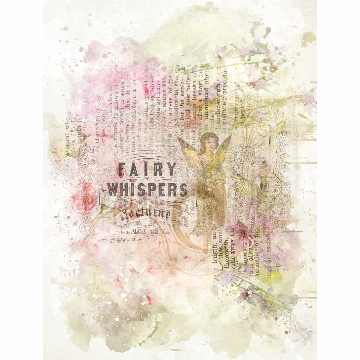 Distressed Floral Overlay Rice Paper, 20.32 x 26.67 cm - 6 x Different Printed Mulberry Paper Images 30gsm Visible Fibres for Decoupage Crafts Mixed Media Collage Art