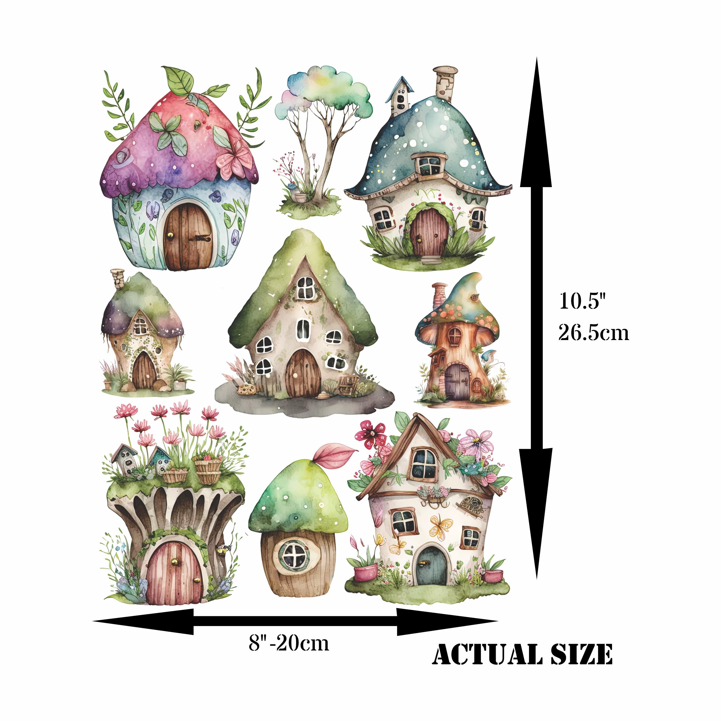 Fairy Theme Mulberry Rice Paper, 20.32 x 26.67 cm - 6 Unique Printed Mulberry Paper Pages 30gsm Visible Fibres for Decoupage Crafts Mixed Media Collage Art