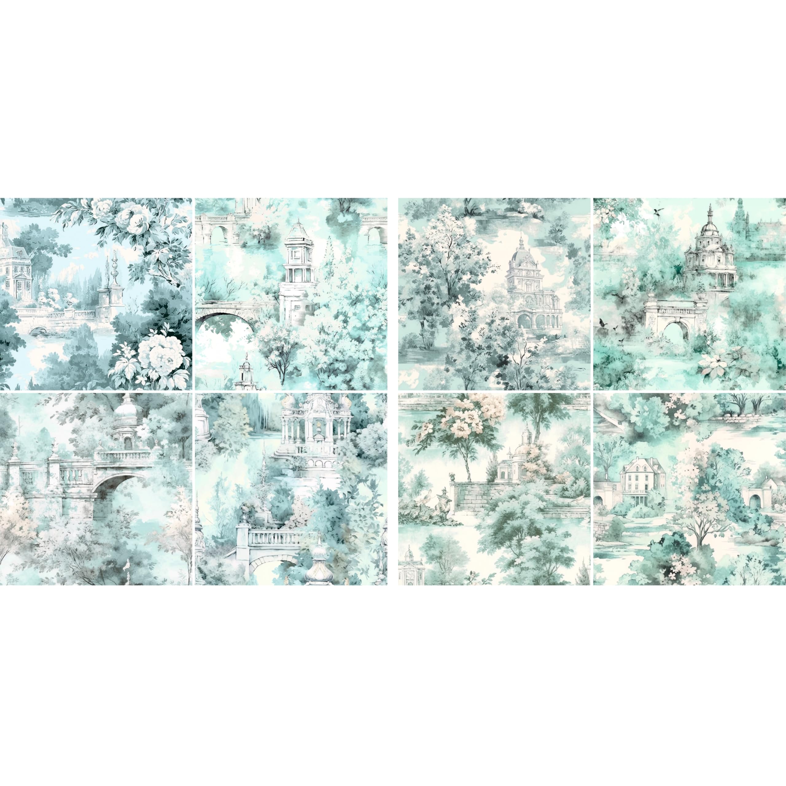 Decoupage Rice Paper (2 pc) - 8x Decoupage Toile de Jouy Designs for Collage, Card Making & Crafts, Decoupage by CRAFT KREATIVELY