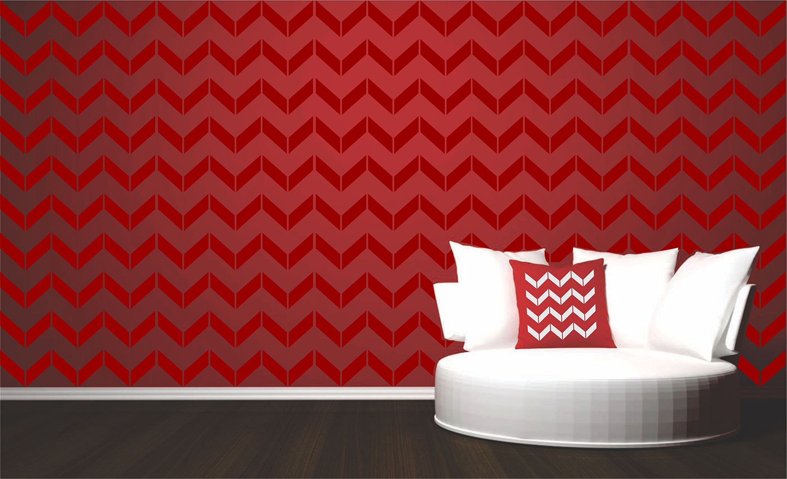 Chevron Wall Stencil - 16.5 x 16.5cm (S) - Reusable Large Herringbone Allover Pattern Wall Stencil Template