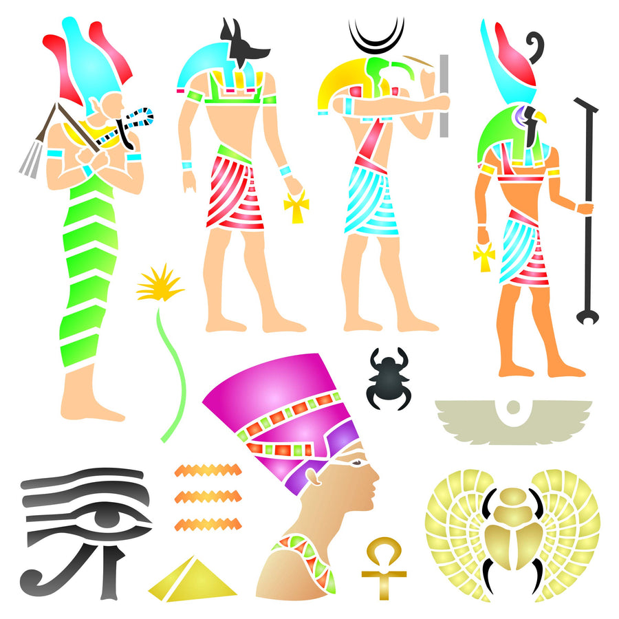 Egyptian Stencil - Classic Egypt Symbol Hyroglyphics Stencils