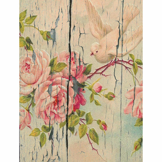 Floral Wood Theme Mulberry Rice Paper, 20.32 x 26.67 cm - 6 Unique Printed Mulberry Paper Images 30gsm Visible Fibres for Decoupage Crafts Mixed Media Collage Art