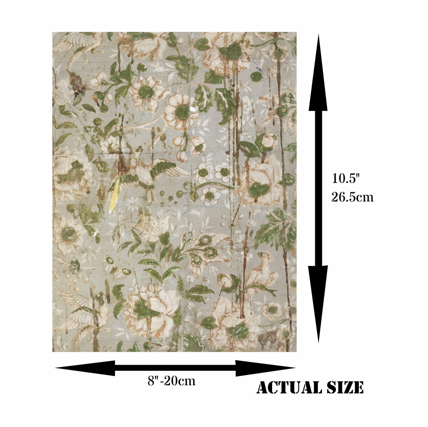 Distressed Wallpaper Rice Paper, 20.32 x 26.67 cm - 6 x Different Printed Mulberry Paper Images 30gsm Visible Fibres for Decoupage Crafts Mixed Media Collage Art