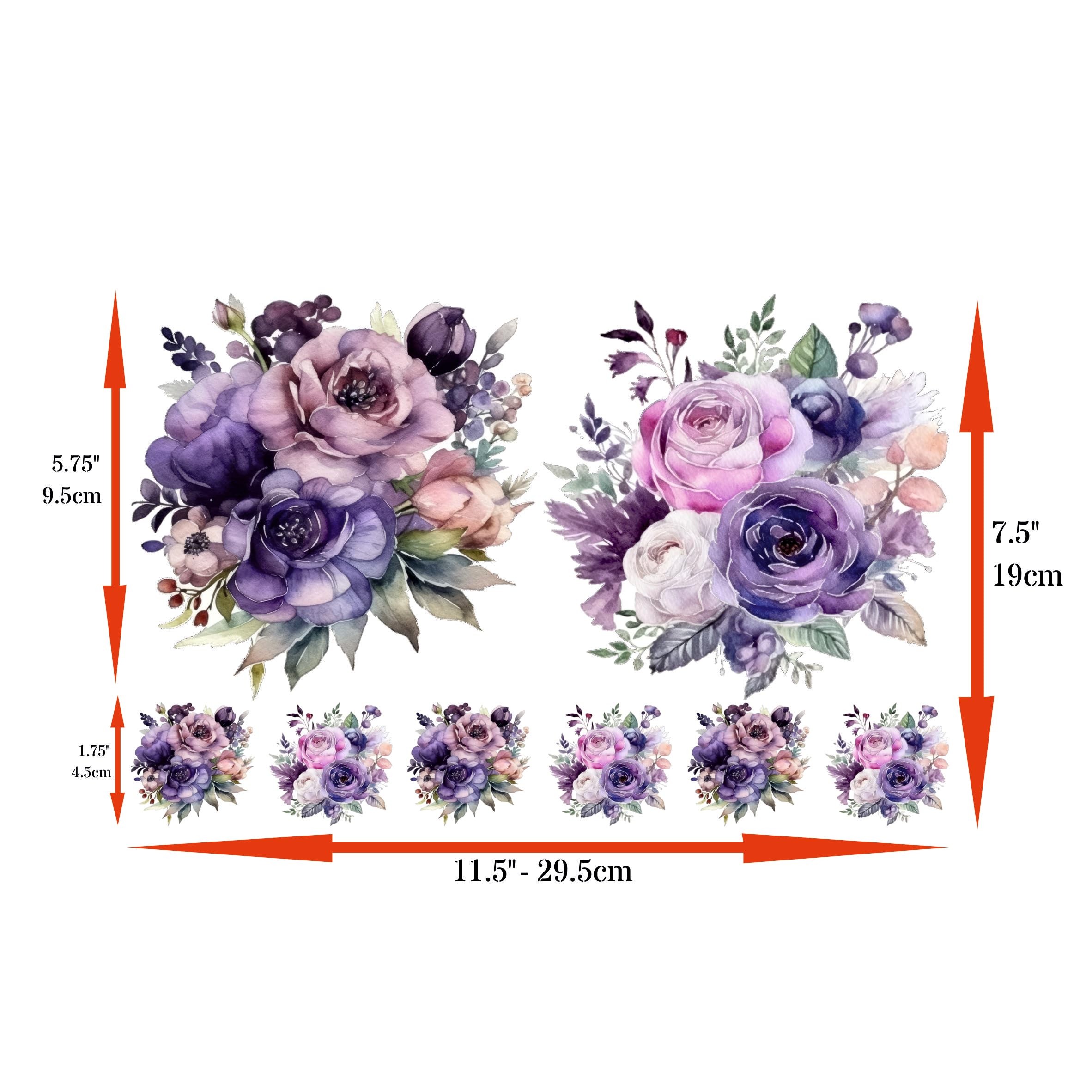 Bouquet Rice Papers - 4 Pages | 32 Pieces | 8 Unique Designs | Versatile Decoupage Designs for Art Projects & Crafting by CRAFT KREATIVELY (Purple)