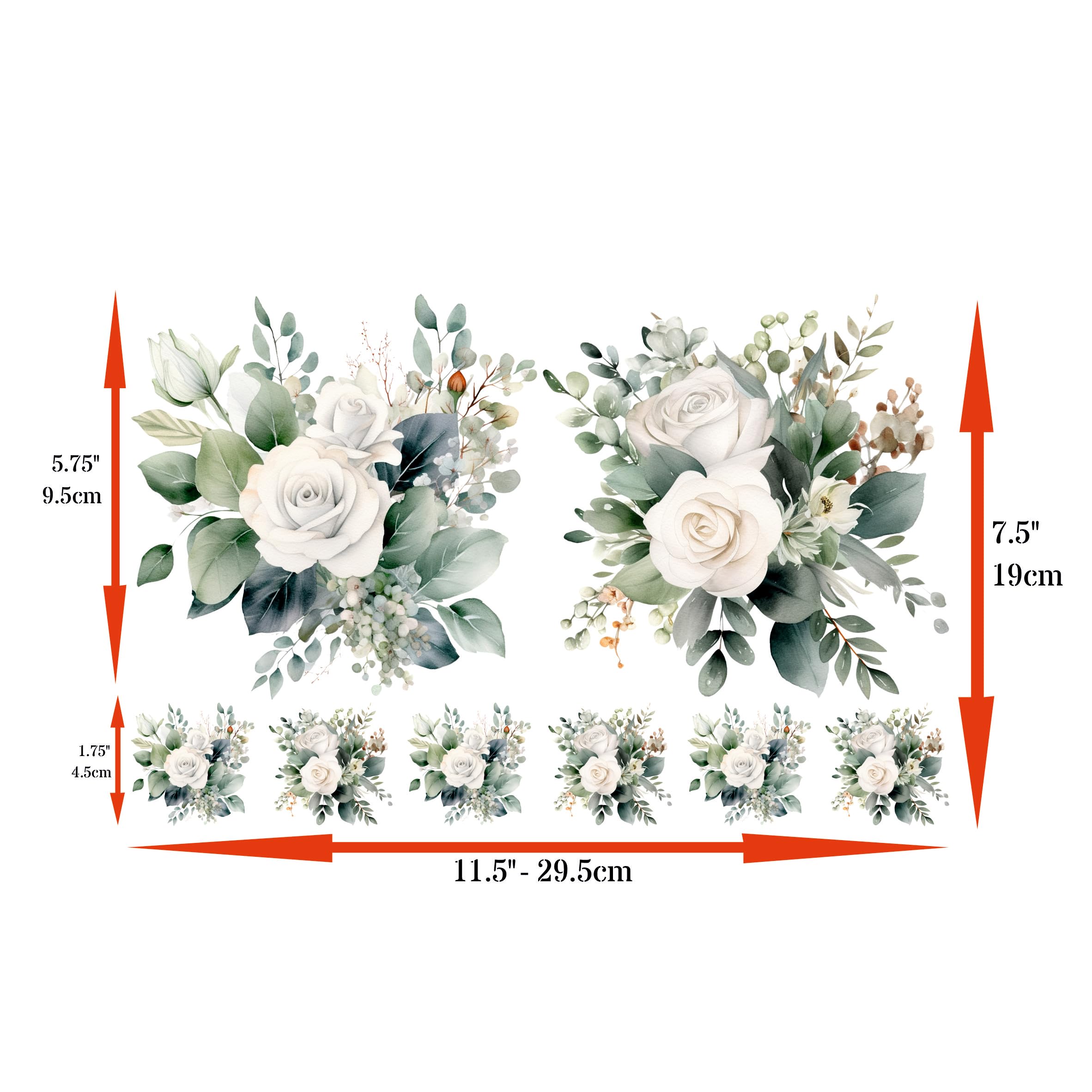 Bouquet Rice Papers - 4 Pages | 32 Pieces | 8 Unique Designs | Versatile Decoupage Designs for Art Projects & Crafting by CRAFT KREATIVELY (White)