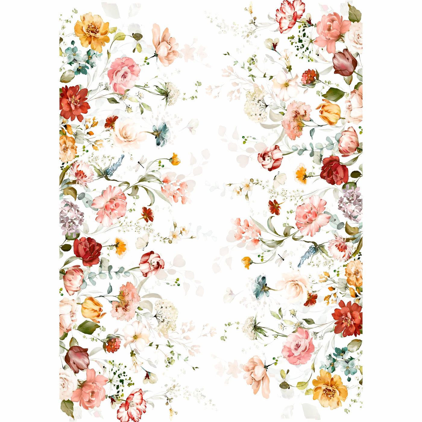 Blush Border Rice Paper, 29.21 x 40.64 cm - 3 sheets Printed Mulberry Paper Border Images 36gsm Visible Fibres to Decoupage Furniture Renovation Crafts
